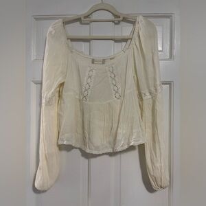 Altar'd State Cream Lace Accent Blouse